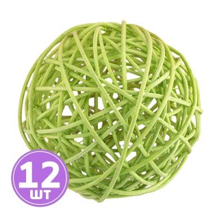 Шар декоративный из ротанга d 5 см, 12 шт., цвет: №03 светло-зеленый, Blumentag