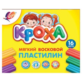Пластилин мягкий Луч «Кроха», 16 цветов, 240 г, со стеком