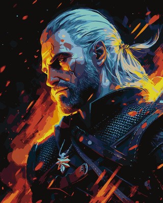 Картина по номерам «Witcher Ведьмак: Геральт в огне»