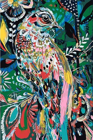 Картина по номерам «Красочная птица»