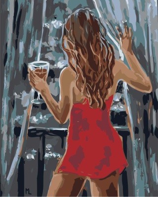 Картина по номерам «С бокалом у балкона» Картина по номерам «С бокалом у балкона»