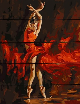 Картина по номерам по дереву Paintboy «Огненный танец»