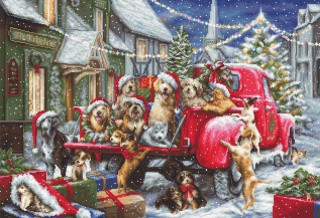 Набор для вышивания «Рождество щенков»