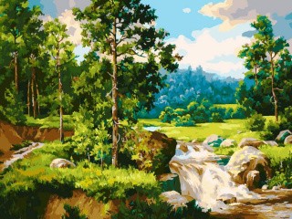 Картина по номерам «Лесной ручей»