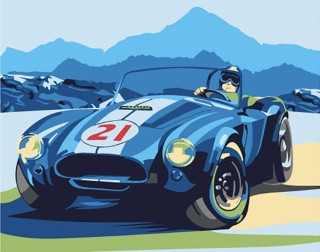 Картина по номерам «Ретро-автомобиль Cobra» (мини-раскраска)