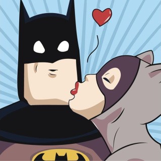 Картина по номерам «Бэтмен и женщина-кошка: Поцелуй»