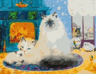 Картина по номерам «Кошачья семья» Картина по номерам «Кошачья семья»