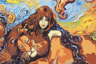 Картина по номерам «Девушка со львом»