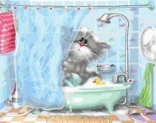 Картина по номерам «Котик в душе»