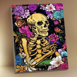 Картина по номерам с поталью «Скелет в цветах»