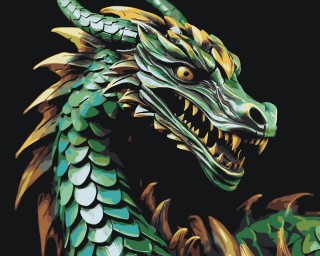 Картина по номерам «Зеленый деревянный дракон 3»
