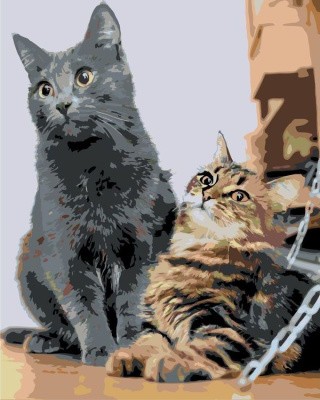 Картина по номерам «Счастливые коты»