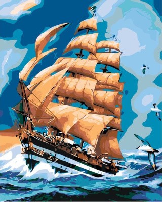 Картина по номерам «Корабль в море»