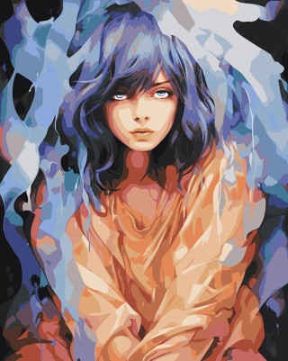 Картина по номерам «Девушка с голубыми волосами»
