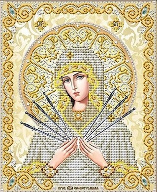 Рисунок на ткани «Богородица Семистрельная в жемчуге»
