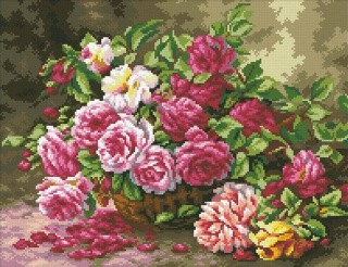 Алмазная вышивка «Корзина садовых роз»