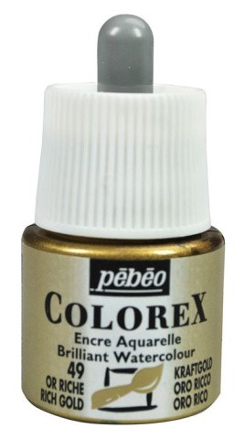 Акварельные чернила металлик Pebeo Colorex (под богатое золото), 45 мл Акварельные чернила металлик Pebeo Colorex (под богатое золото), 45 мл