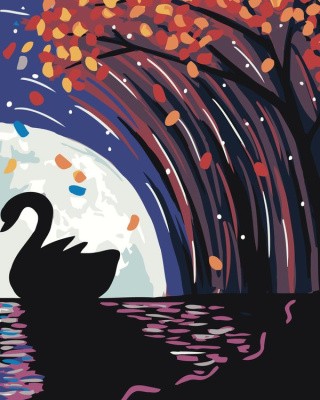 Картина по номерам «Лебедь в лунном сиянии 2»