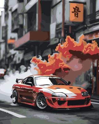 Картина по номерам «Машины: красная Тойота Супра Toyota Supra» Картина по номерам «Машины: красная Тойота Супра Toyota Supra»