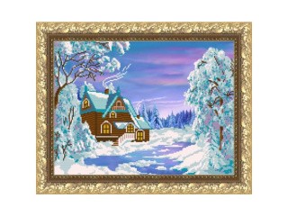 Рисунок на ткани «Зимний домик»