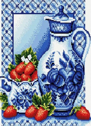 Алмазная вышивка «Кувшин в стиле гжель»