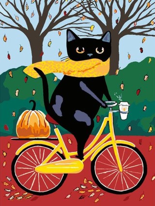 Картина по номерам «На велосипеде. Осень»