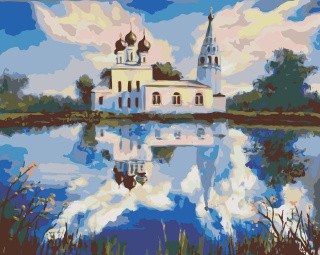 Картина по номерам «Церковь у озера»