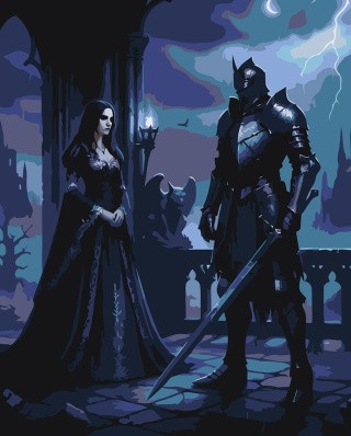 Картина по номерам Рыцарь и девушка принцесса Готика