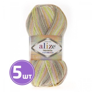 Пряжа ALIZE Cotton gold plus multicolor (52177), розовый принт, 5 шт. по 100 г