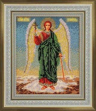 Рама для иконы с оргстеклом «Ангел Хранитель. Радуга бисера», цвет: золото, серебро