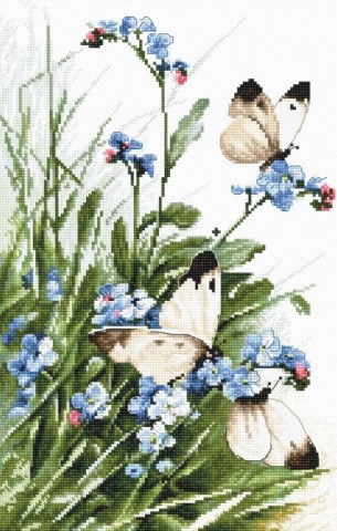 Набор для вышивания «Butterflies and bluebird flowers»