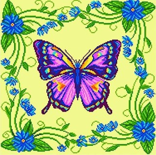 Рисунок на ткани «Сиреневая бабочка»