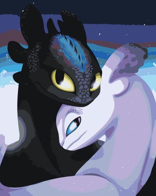 Картина по номерам «Как приручить дракона: Беззубик и Фурия»