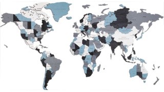 EWA Деревянная «Карта Мира» настенная, объемная 3 уровня, размер L (192x105 см), цвет: дымчатый