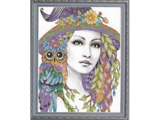 Рисунок на ткани «Девушка с совой»