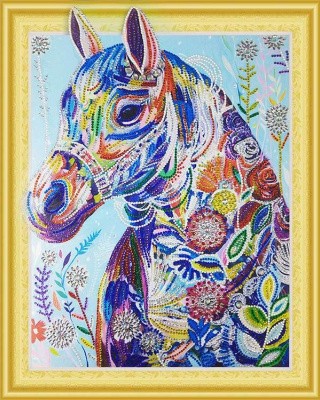 Алмазная вышивка 5D «Цветочная лошадь»