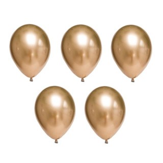Набор воздушных шаров, 30 см, цвет: хром металлик золотой, 5 шт., BOOMZEE