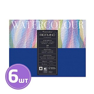 Альбом для акварели «Watercolour», 300 г/м2, 26x36 см, склейка с одной стороны, 6 шт. по 12 л., Fabriano