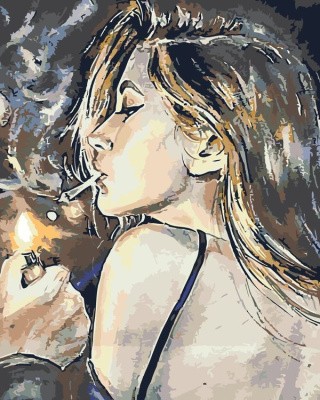Картина по номерам «Девушка с сигаретой»