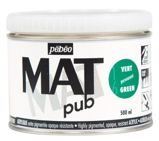 Краска акриловая PEBEO экстра матовая Mat Pub №1, зеленый, 500 мл