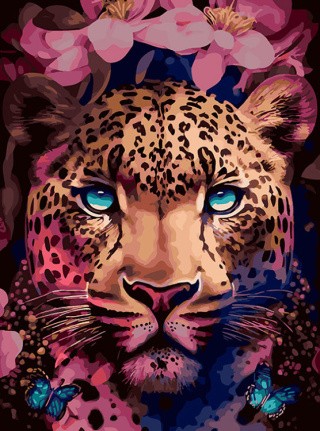 Картина по номерам «Цветочный леопард»
