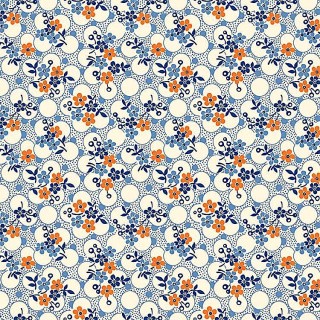 Ткань для пэчворка VINTAGE 30'S FLORALS 4714, 50x55 см, 145 г/м2, 100% хлопок, BLU1 принт, General Fabrics