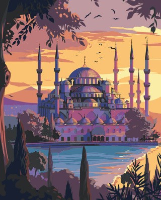 Картина по номерам «Город Стамбул, Турция: мечеть на закате»
