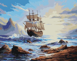 Картина по номерам «Море: Корабль на волнах»