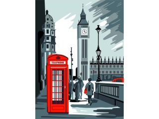 Картина цветным песком «Лондон. Будка»
