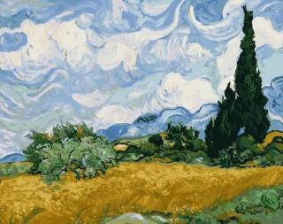 Картина по номерам «Пшеничное поле с кипарисами» Ван Гога