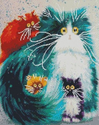Алмазная вышивка «Семья котов» Алмазная вышивка «Семья котов»
