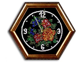 Мозаика из пайеток часы «Розы»