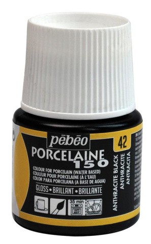 Краска по фарфору и керамике под обжиг глянцевая Porcelaine 150, цвет: антрацит
