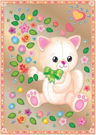 Мозаика из стикеров «Котик с цветами»